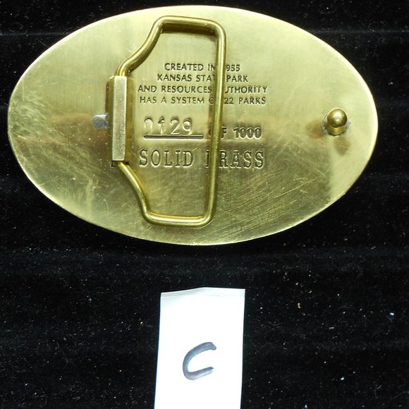 1985 KANSAS STATE PARKS solid brass Belt Buckle - Picture 2 of 3